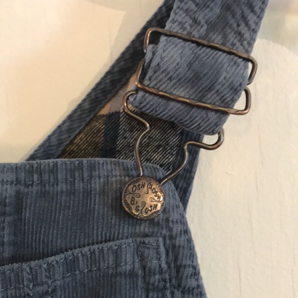 Osh Kosh big Osh dusty blue cord overalls with plaid flannel lining & buckles - Picture 10 of 16